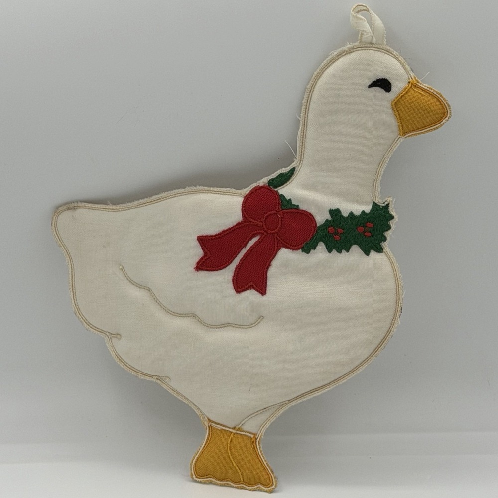 Vintage Christmas Goose Pot Holder Decor 1985